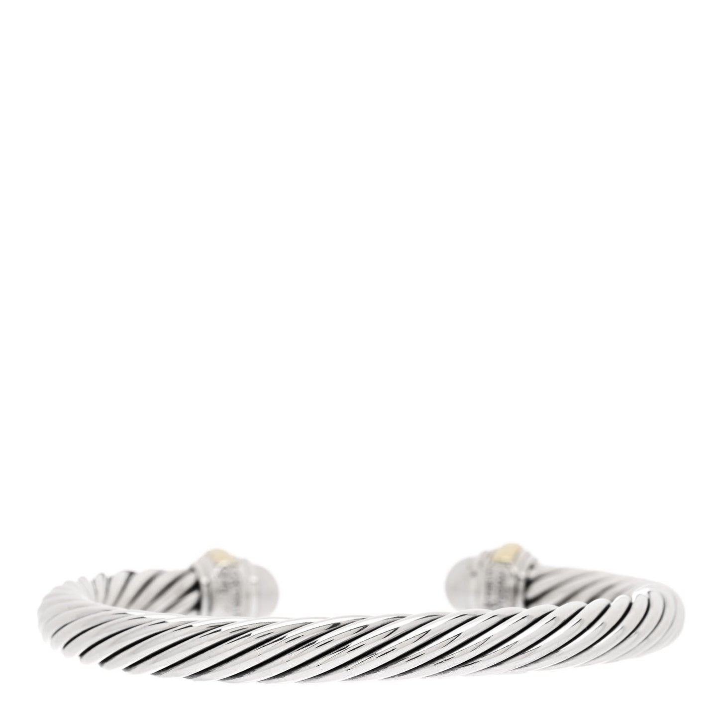 Sterling Silver 14K Yellow Gold Pearl 7mm Cable Classics Bracelet
