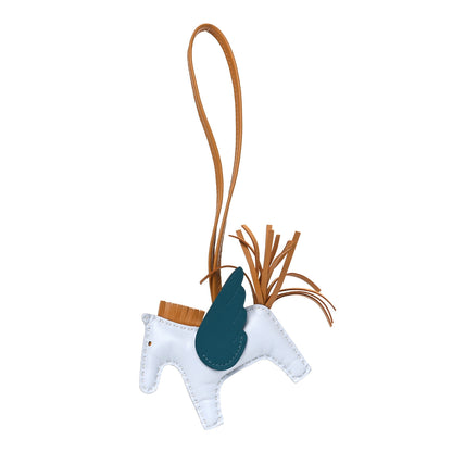 Hermes Milo Lambskin Grigri Rodeo Pegase Horse Bag Charm PM Bleu Brume Sesame Vert Bosphore 1 of 5