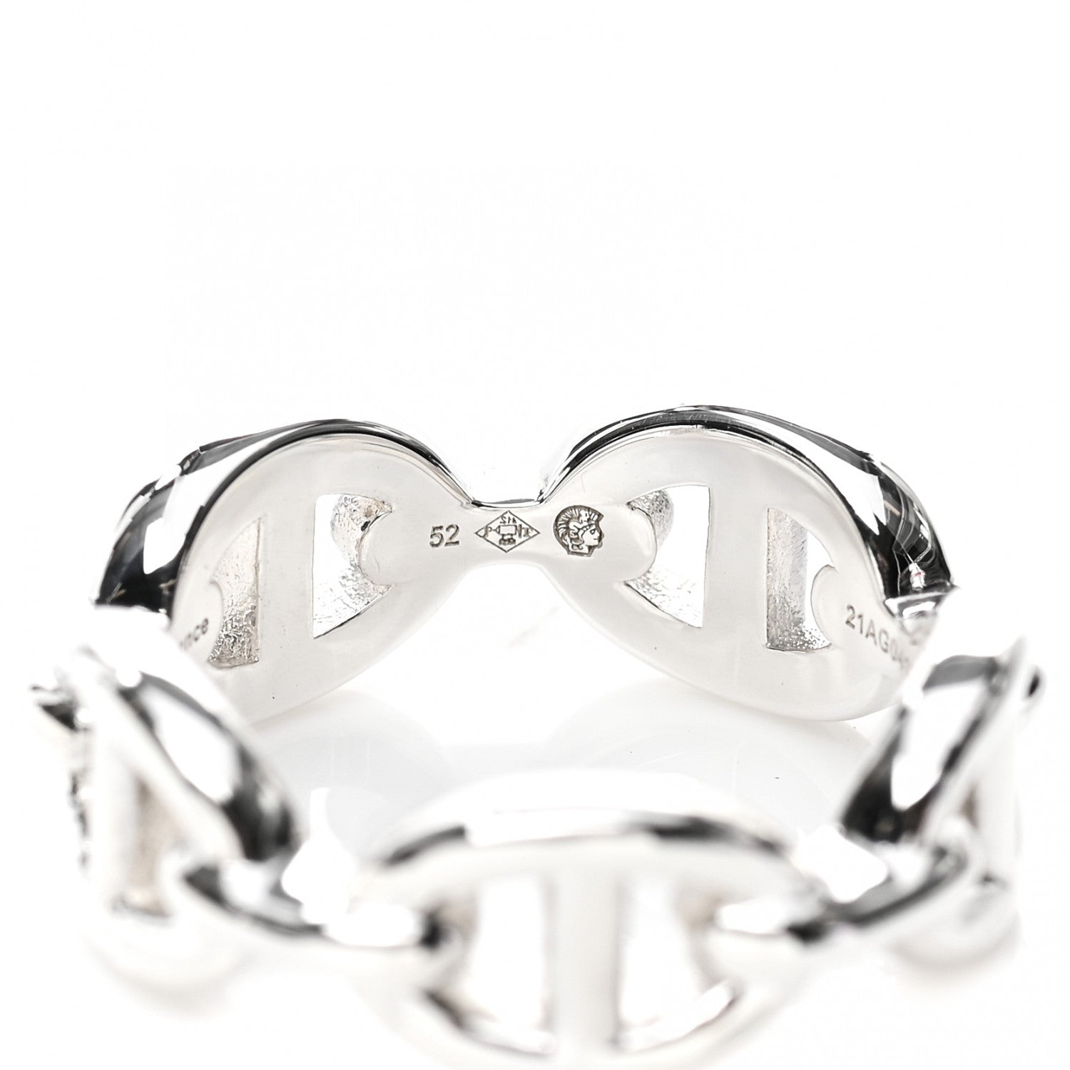 Hermes Sterling Silver PM Chaine d'Ancre Enchainee Band Ring 52 6 8 of 9