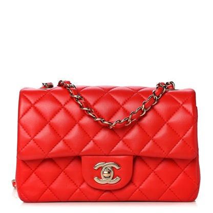 Chanel Lambskin Quilted Mini Rectangular Flap Red 2 of 8