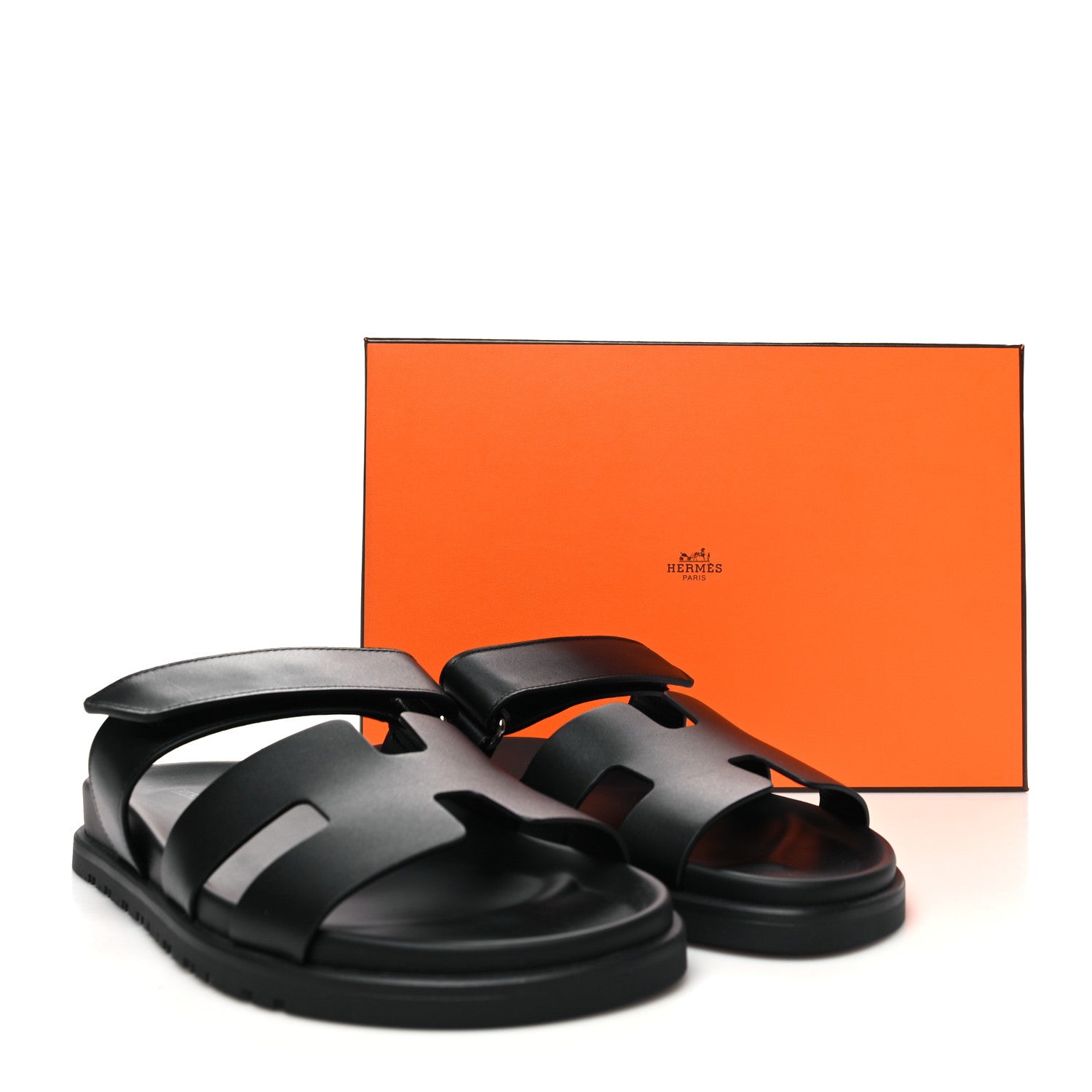 Hermes Calfskin Womens Chypre Sandals 39.5 Black 9 of 9