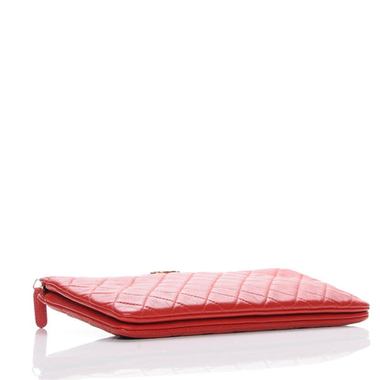 Chanel Lambskin Quilted Small Zipped Boy Pouch Red 4 of 9