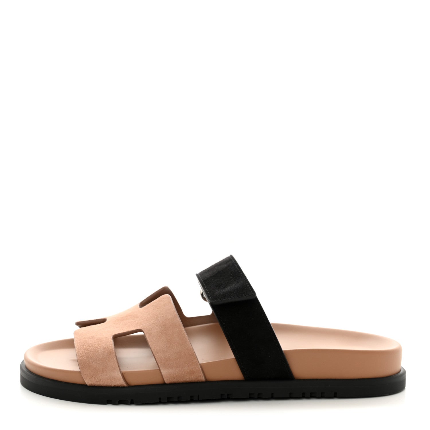 Hermes Suede Goatskin Womens Chypre Sandals 38 Rose Perle Black 1 of 12