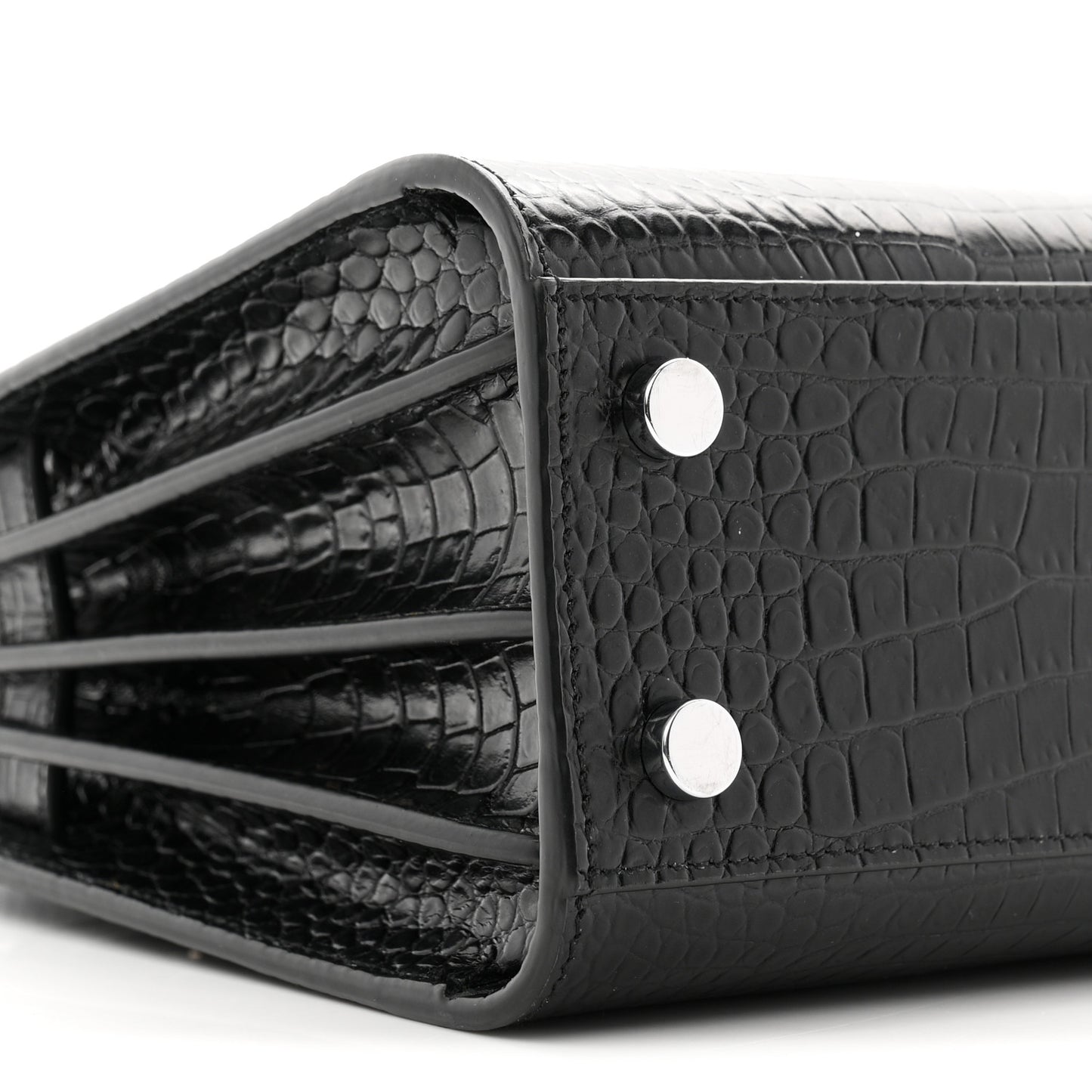 Calfskin Crocodile Embossed Nano Sac De Jour Black