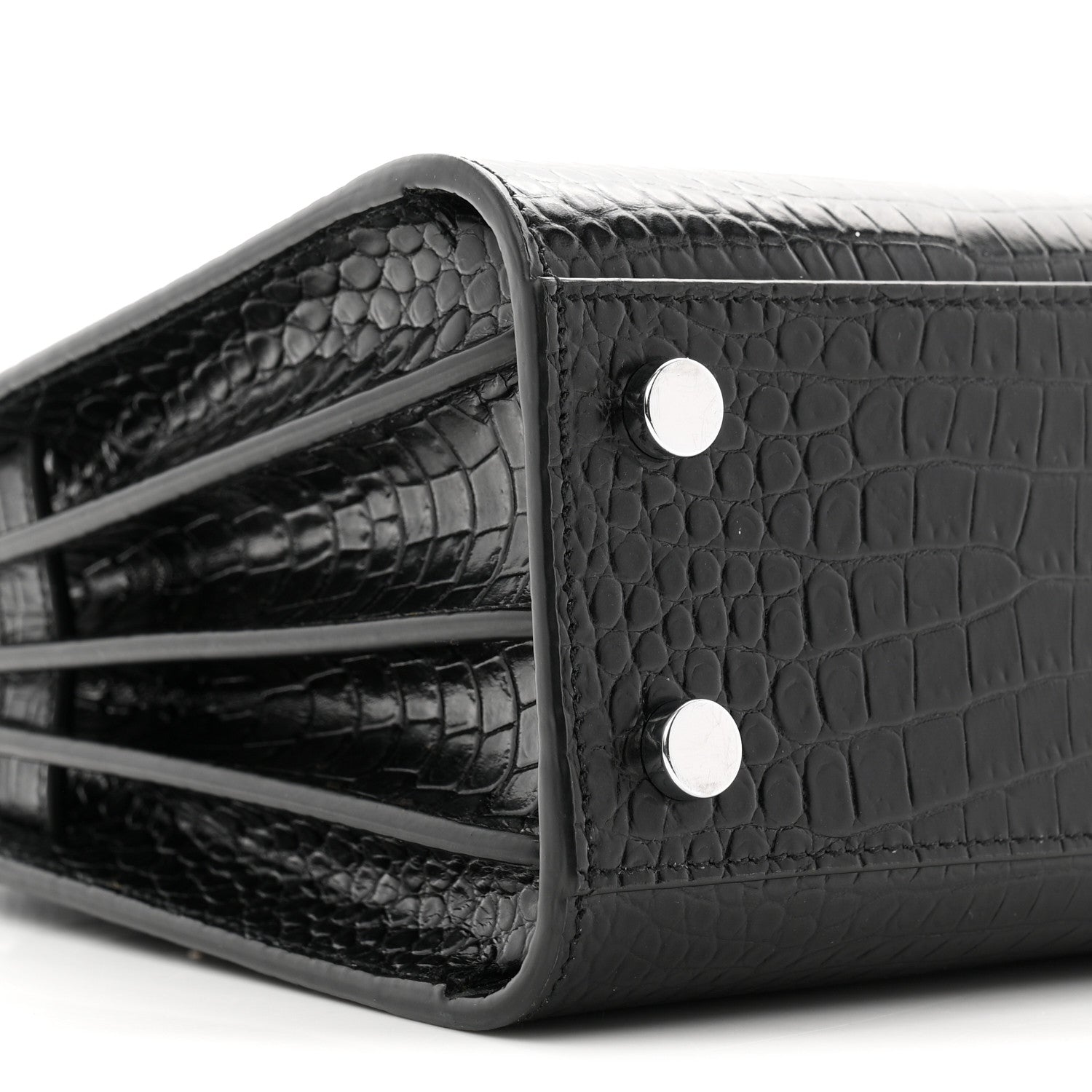 Saint Laurent Calfskin Crocodile Embossed Nano Sac De Jour Black 9 of 10