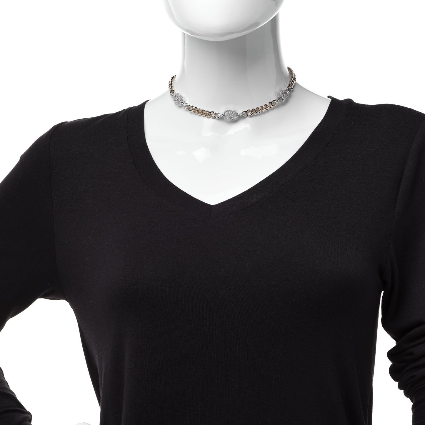 Crystal CC Chain Links Choker Necklace Gold