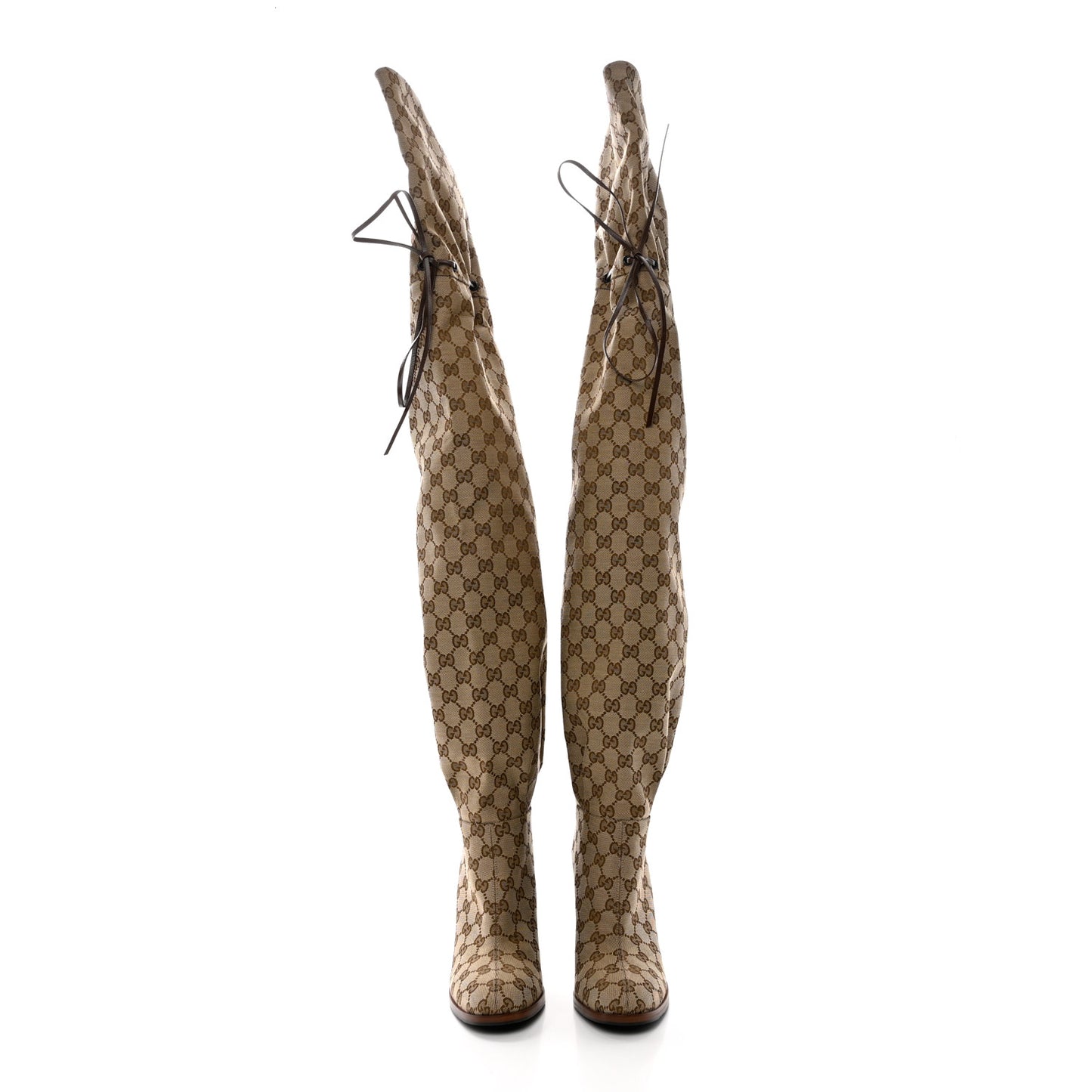 Monogram Over the Knee Boots 40 Beige Ebony