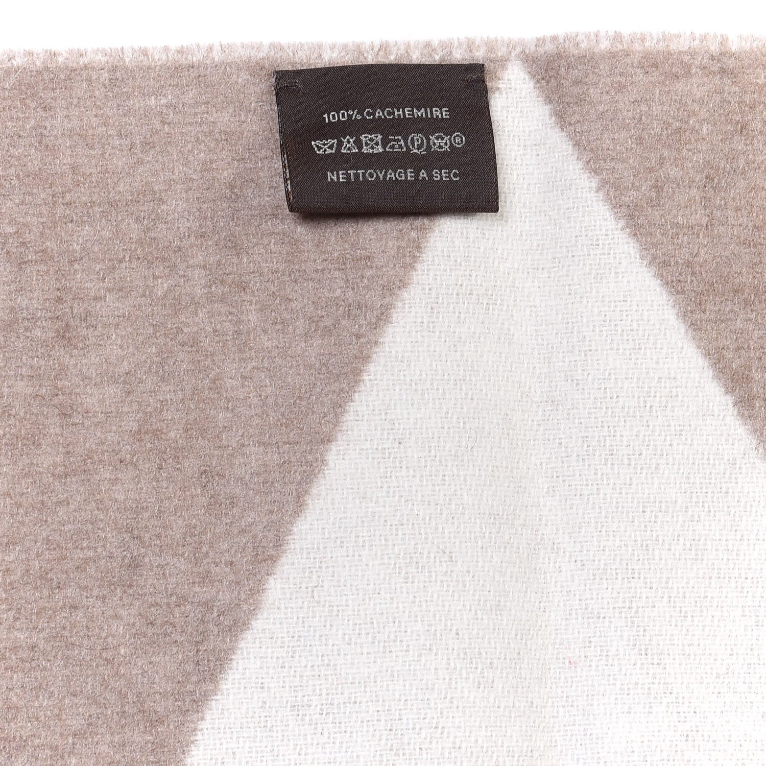 Hermes Cashmere Casaque Zig Zag Muffler Etoupe Ivory 5 of 5
