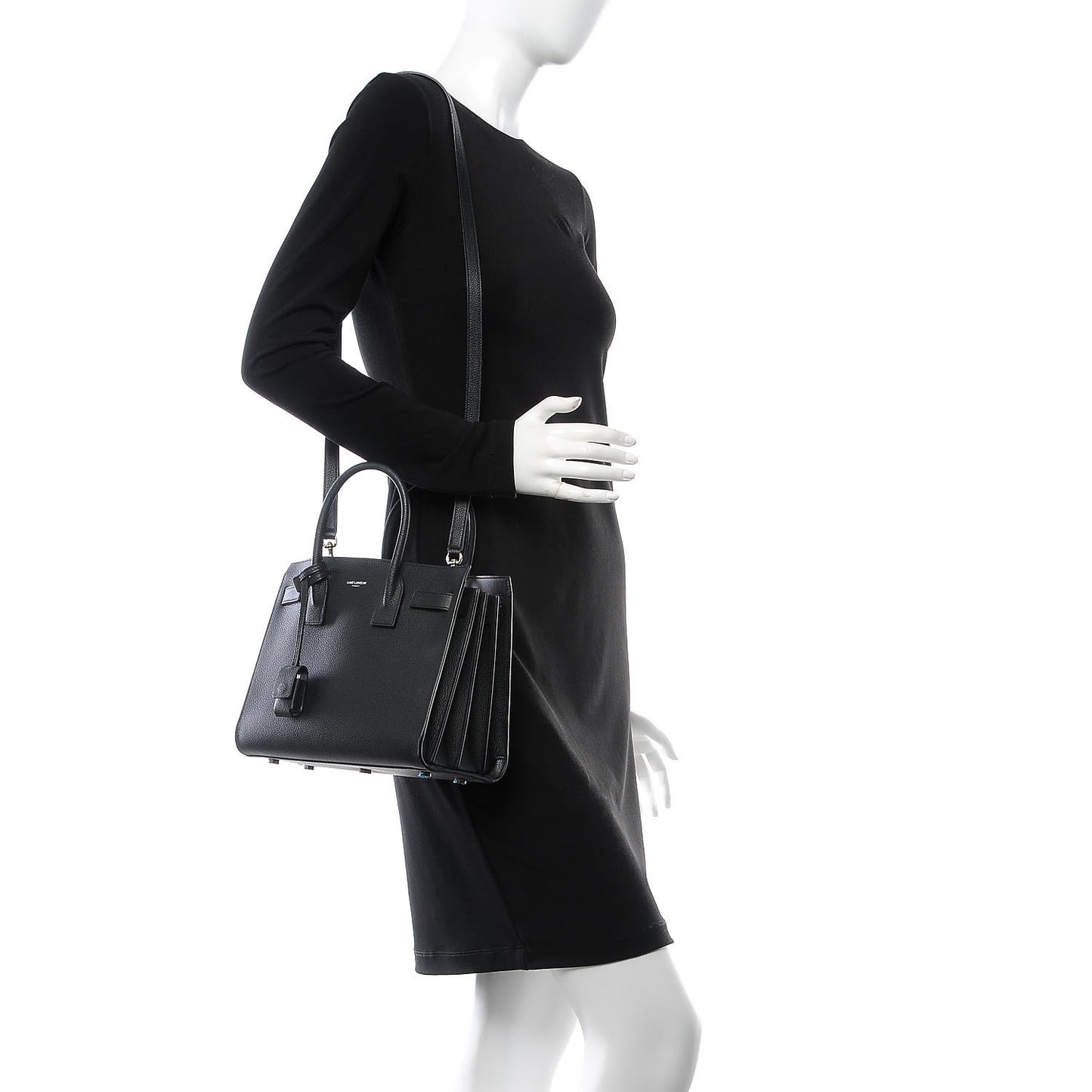 Grained Calfskin Baby Sac De Jour Black