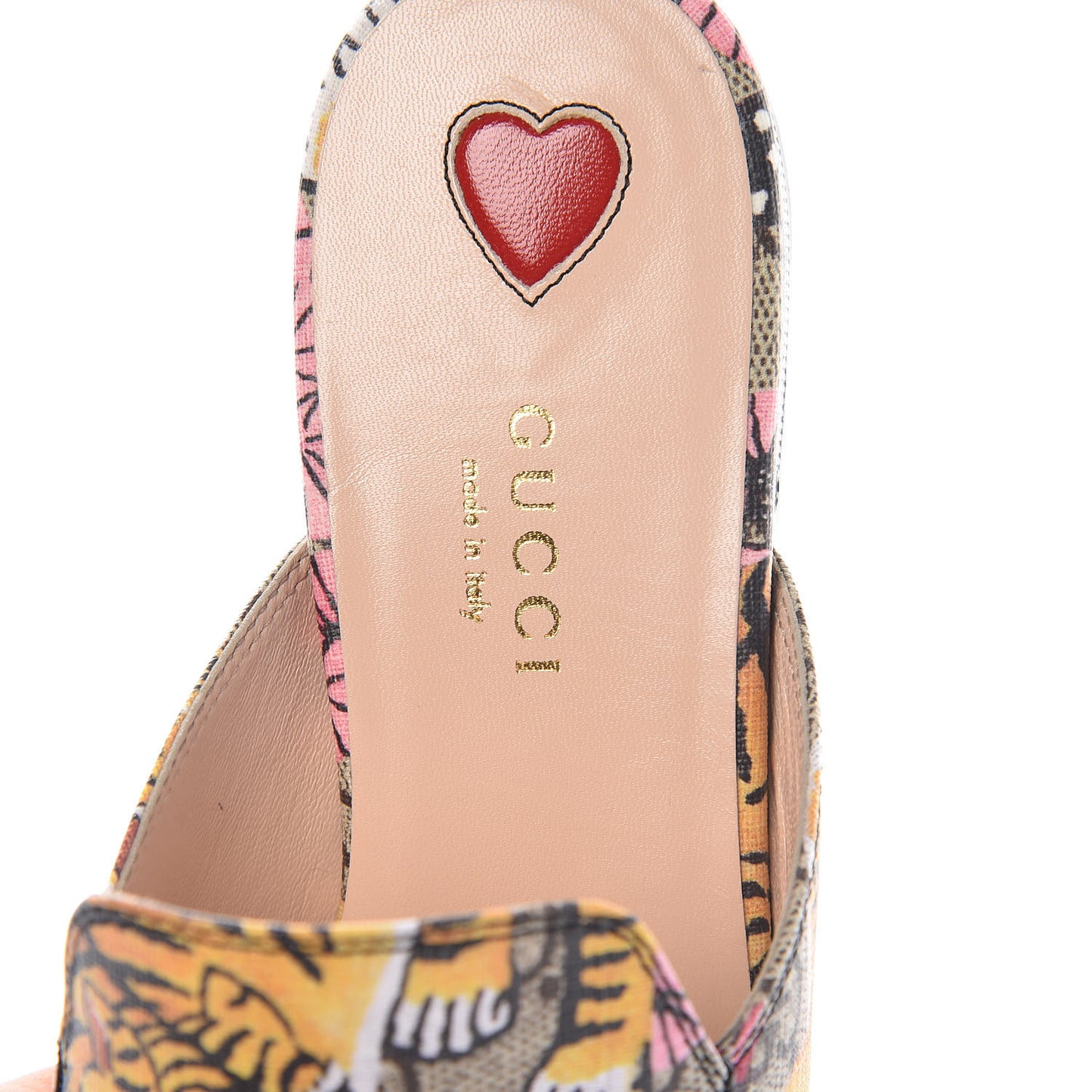 GG Supreme Monogram Bengal Womens Princetown Slippers 36.5 Beige Crop Pink