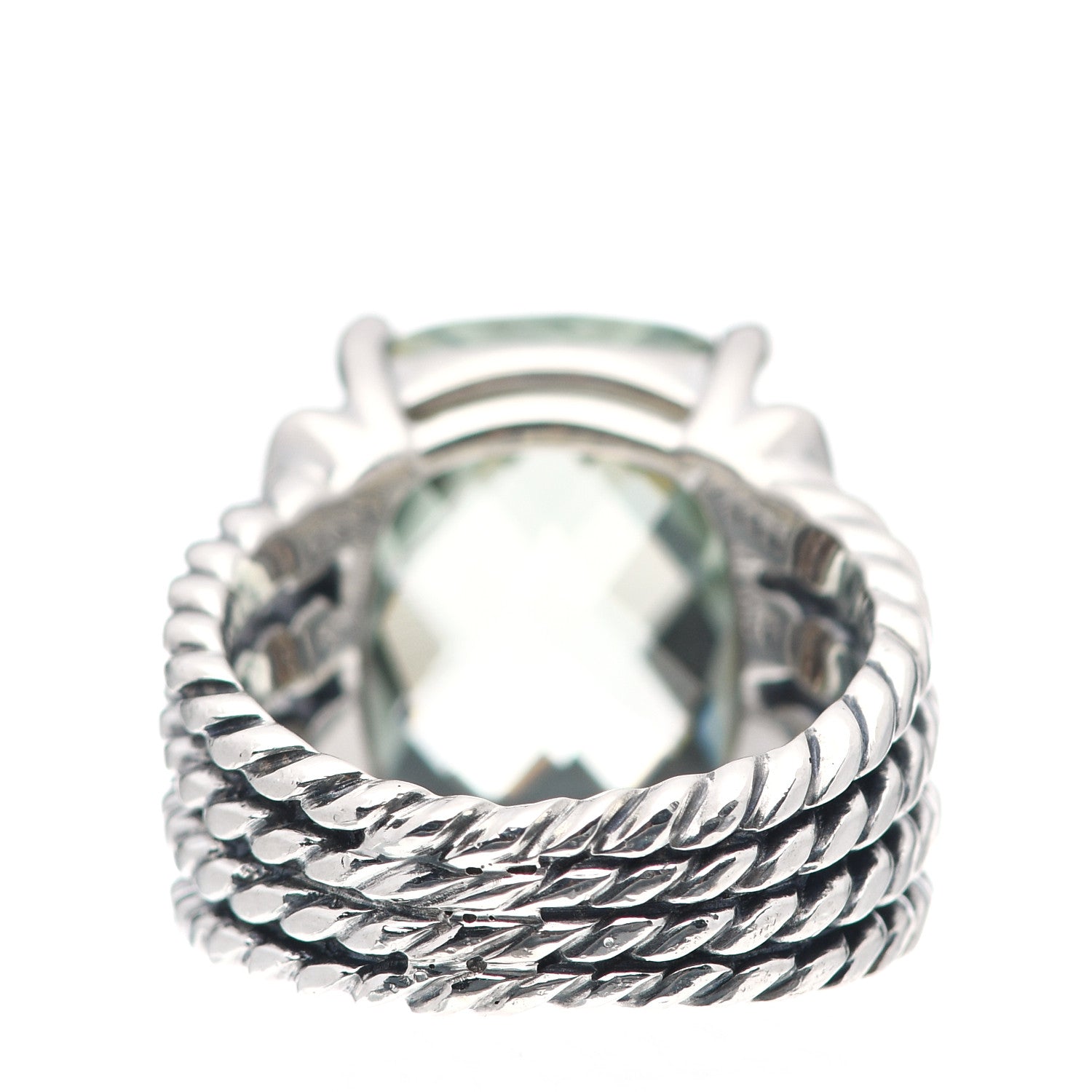 David Yurman Sterling Silver Diamond Prasiolite 16mm Wheaton Ring 52 6 4 of 5