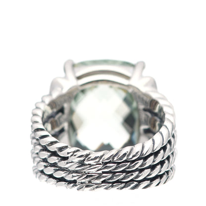 David Yurman Sterling Silver Diamond Prasiolite 16mm Wheaton Ring 52 6 4 of 5
