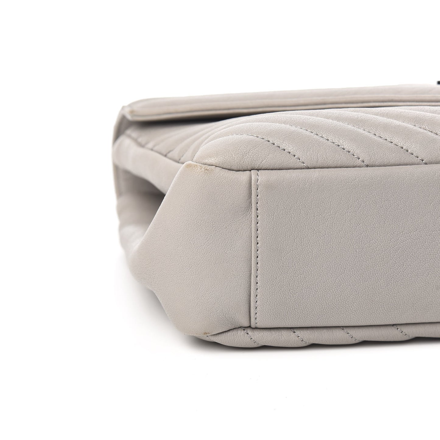 Sheepskin Matelasse Chevron Monogram Large College Satchel Light Grey