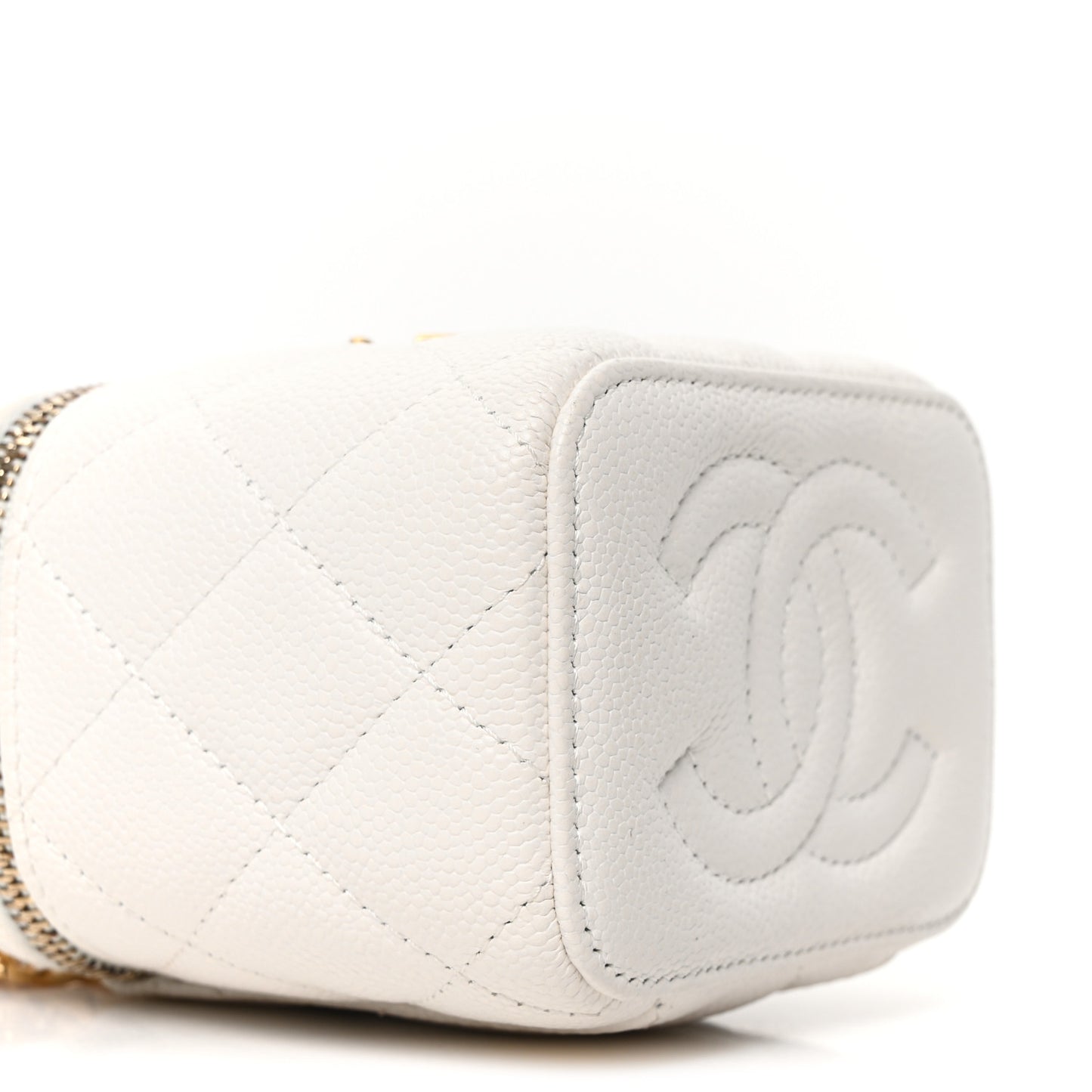 Caviar Quilted Sweetheart Mini Vanity Case  White White