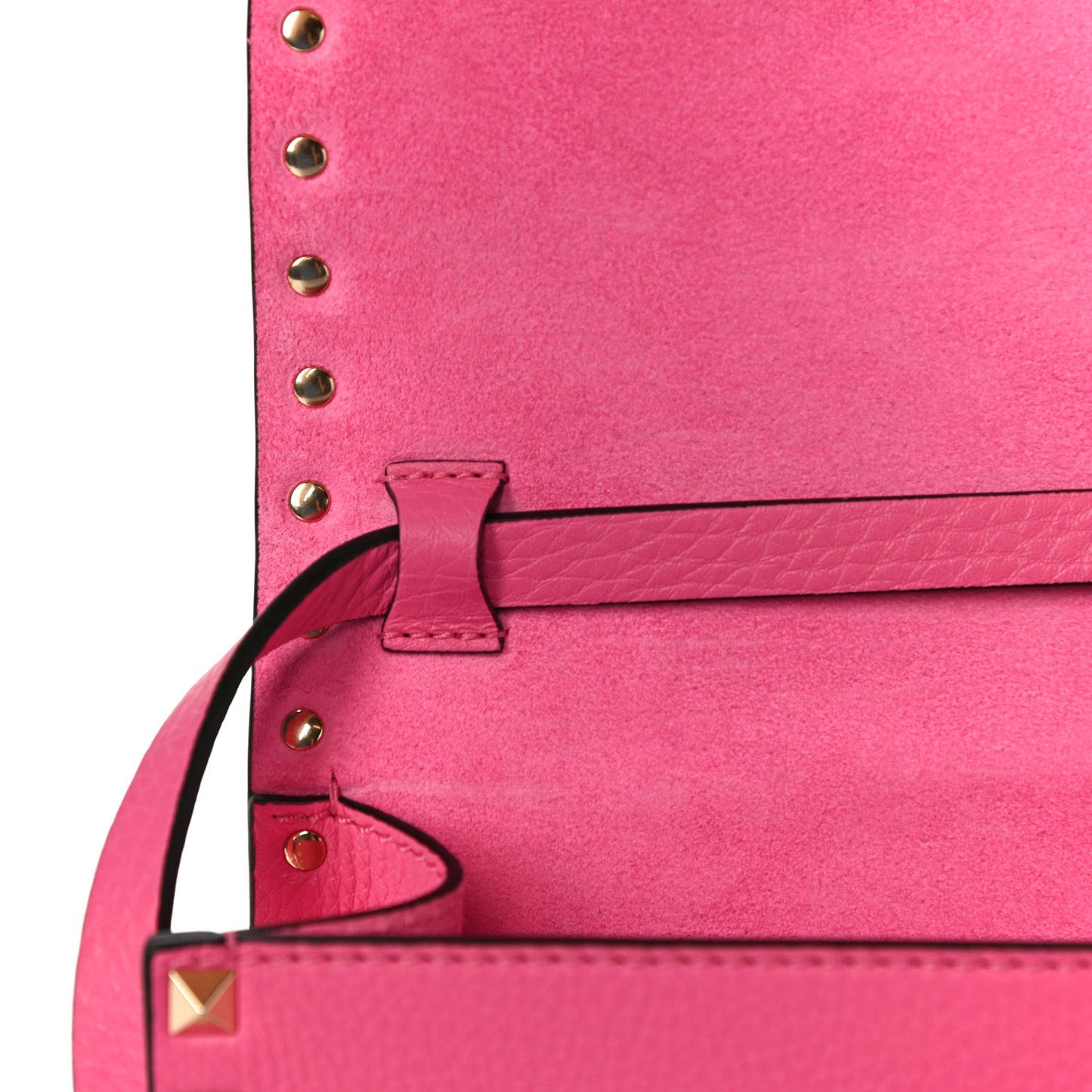 Pebbled Calfskin Medium Rockstud Flip Lock Crossbody Bag Feminine Pink