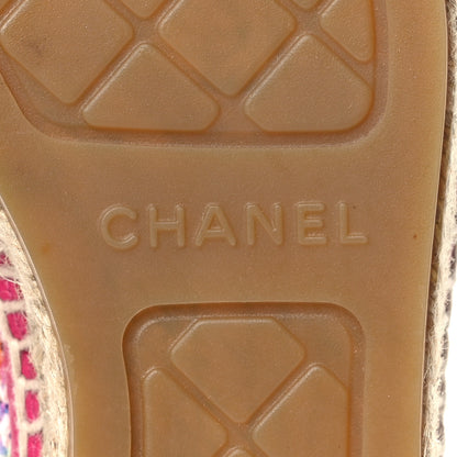 Chanel Cotton Tweed Grosgrain CC Espadrilles 36 Multicolor Black 9 of 12