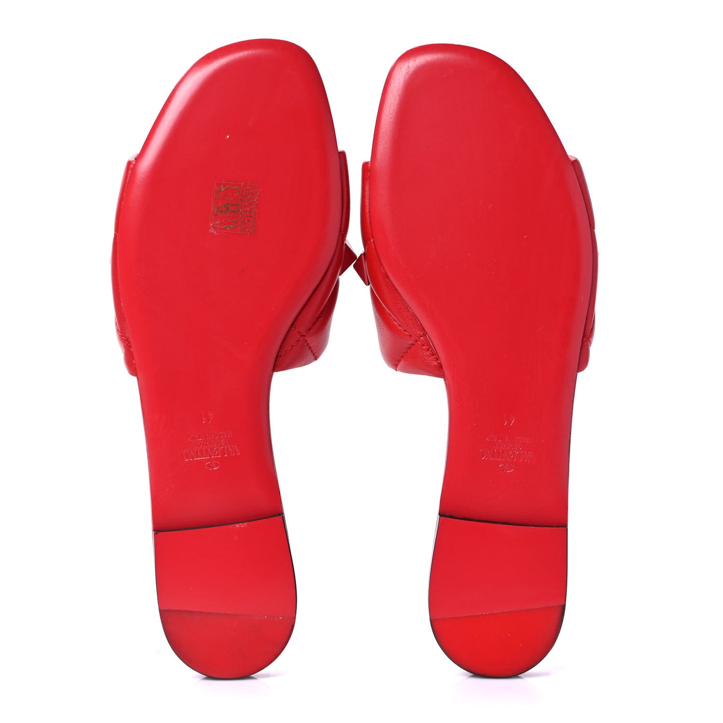 Nappa Monochrome Roman Stud Flat Slide Sandals 41 Rouge Pur
