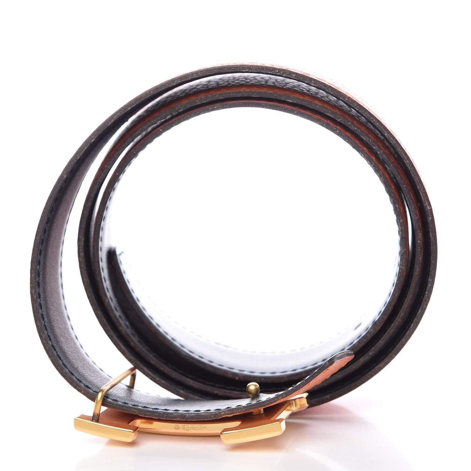 Hermes Box Taurillon Clemence 32mm H Belt 85 Orange Black 9 of 9