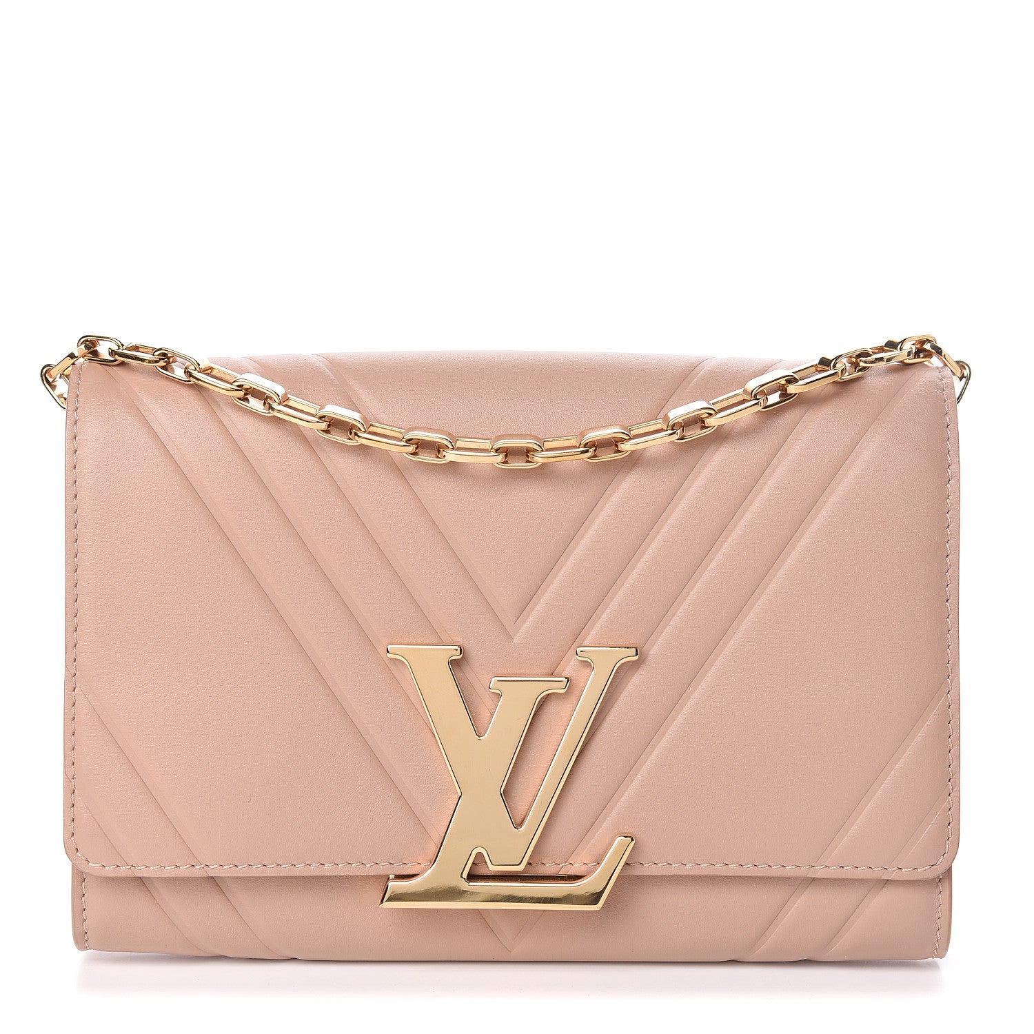 Louis Vuitton Calfskin Airy V Embossed Pochette Chain Louise GM Nude 1 of 10