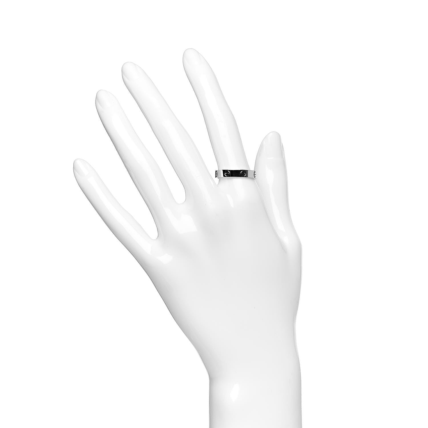 Cartier 18K White Gold 3.5mm LOVE Wedding Band Ring 56 7.5 2 of 5