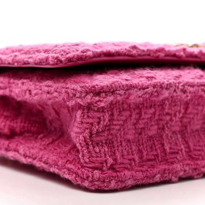 Chanel Wool Tweed Lambskin Quilted Chanel 19 Wallet On Chain WOC and Coin Purse  Fuchsia 11 of 13