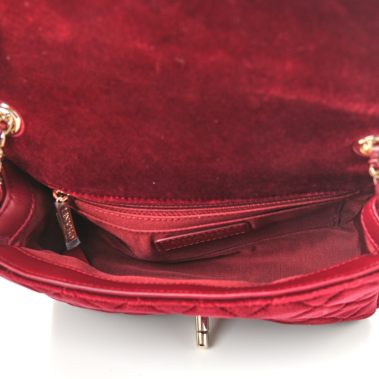 Velvet Quilted Mini Rectangular Pearl Crush Flap Burgundy