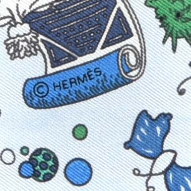 Hermes Silk La Folle Parade Twilly Bleu Ciel Vert Cobalt 5 of 7