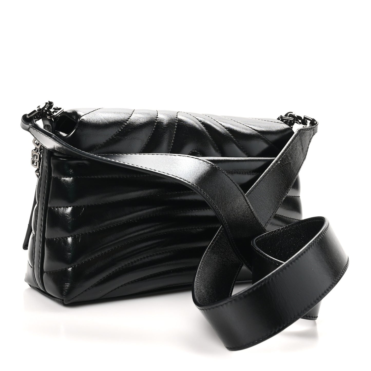 Shiny Calfskin 4G Quilted Small Shoulder Bag Black