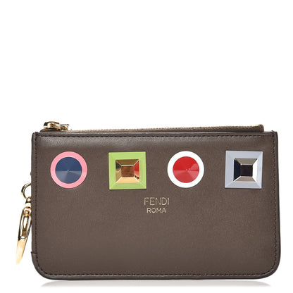 Fendi Vitello Liberty Studded Large Key Case Pouch Carbone Multicolor 1 of 7