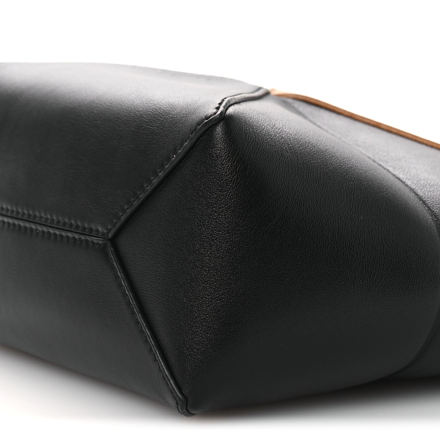 Shiny Calfskin Mini Puzzle Fold Tote Warm Desert Black