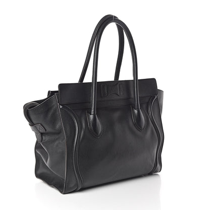 Celine Drummed Calfskin Shoulder Luggage Black 3 of 9