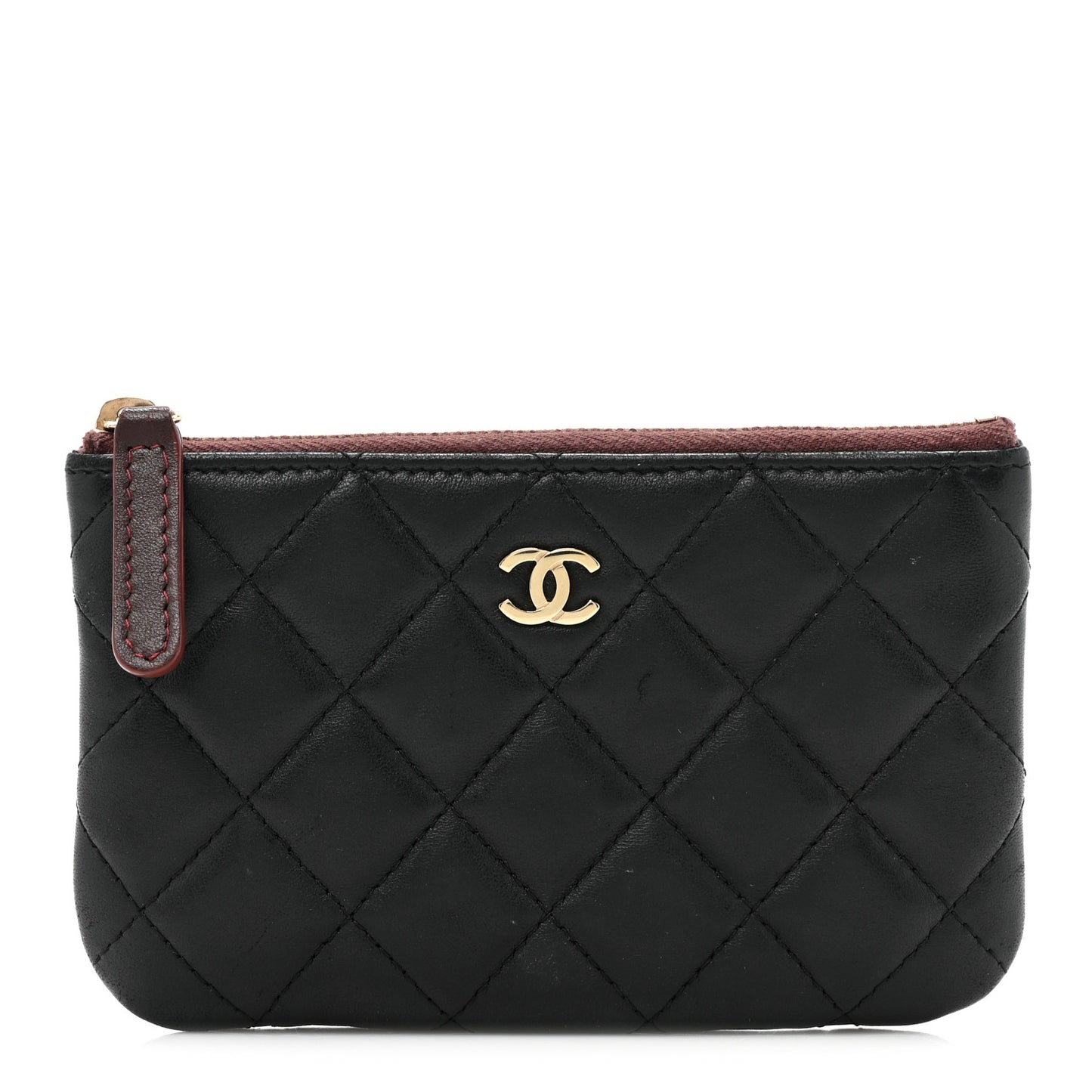 Lambskin Quilted Small Cosmetic Case Black
