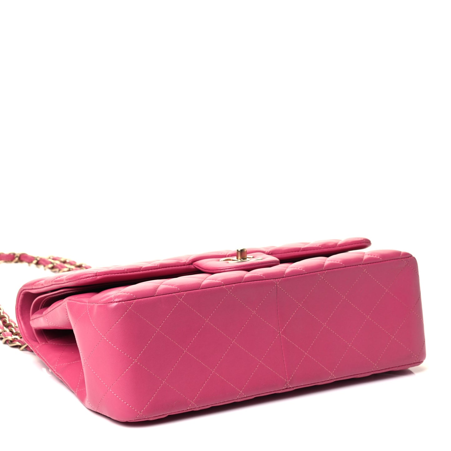 Lambskin Quilted Jumbo Double Flap Dark Pink