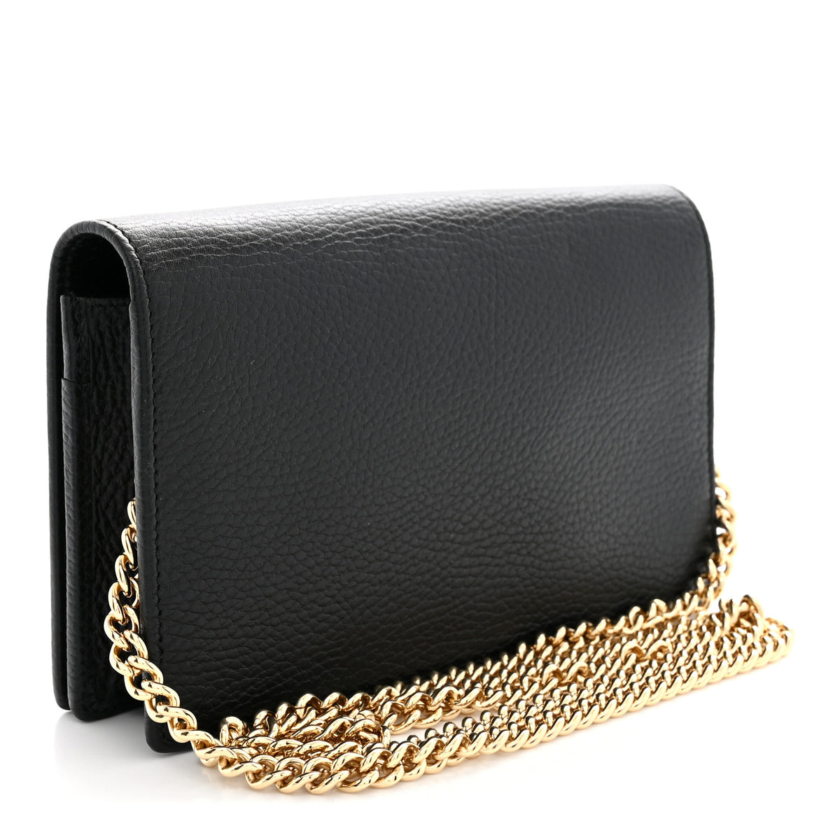 Gucci Calfskin Mini GG Marmont Chain Wallet Black 3 of 9