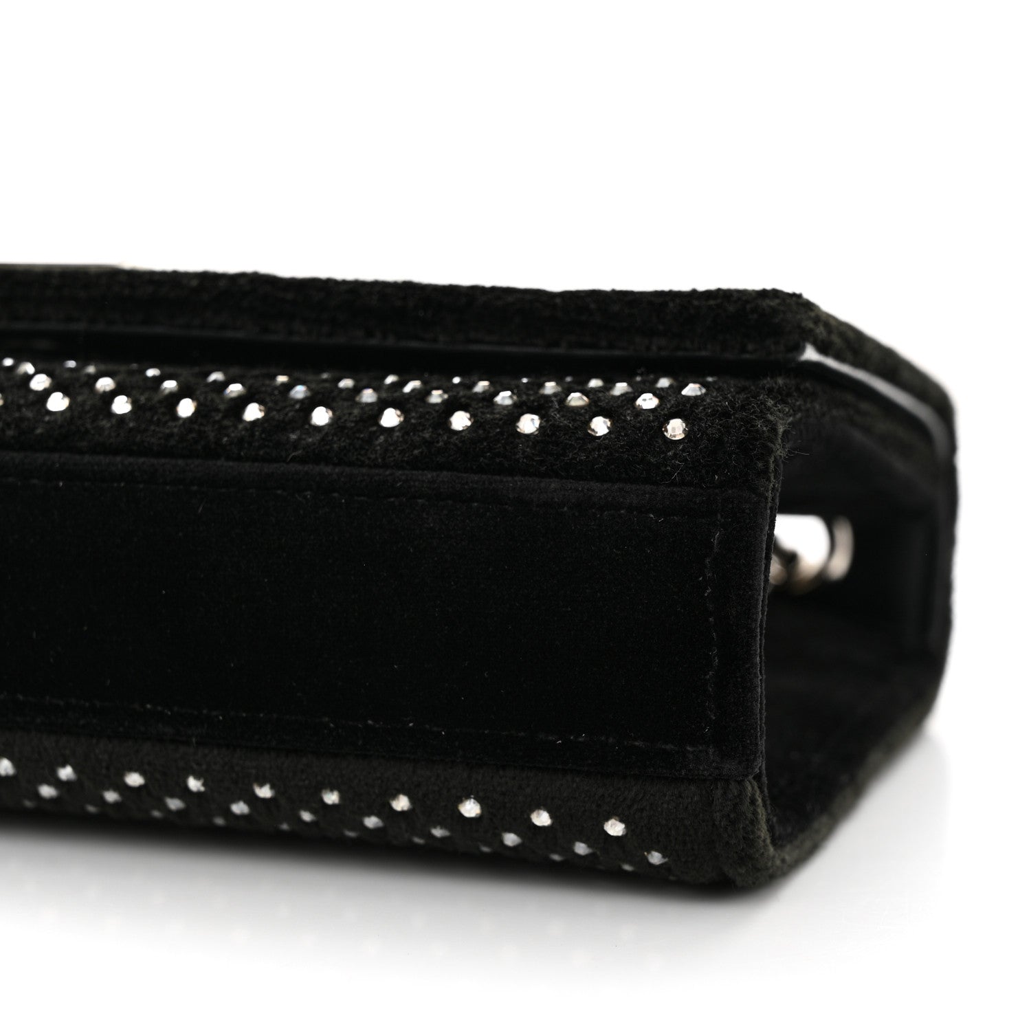 Saint Laurent Velvet Crystal Studded Monogram Small Kate Satchel Black 10 of 10
