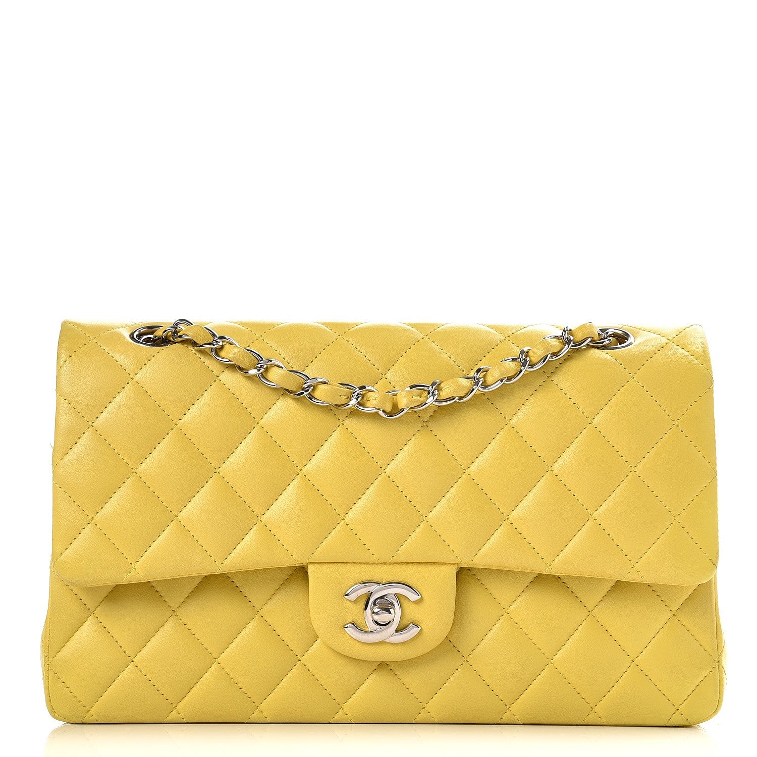 Chanel Lambskin Quilted Medium Double Flap Yellow 1 of 12
