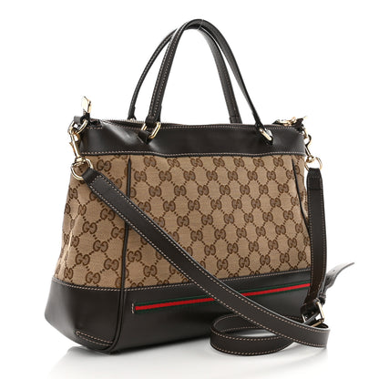 Gucci Monogram Web Mayfair Top Handle Satchel Dark Brown 3 of 9