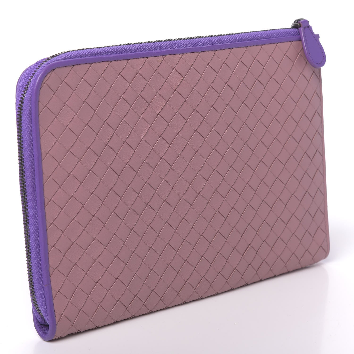 Bottega Veneta Nappa Intrecciato Flat Zip Pouch Deco Rose Corot 3 of 9