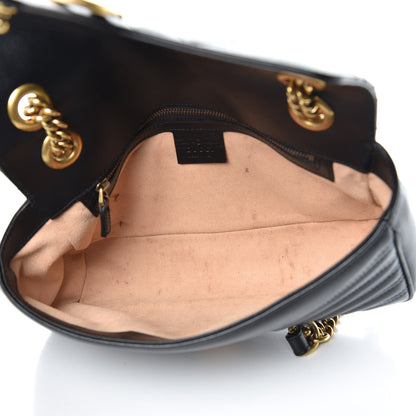 Gucci Calfskin Matelasse Small GG Marmont Shoulder Bag Black 5 of 13