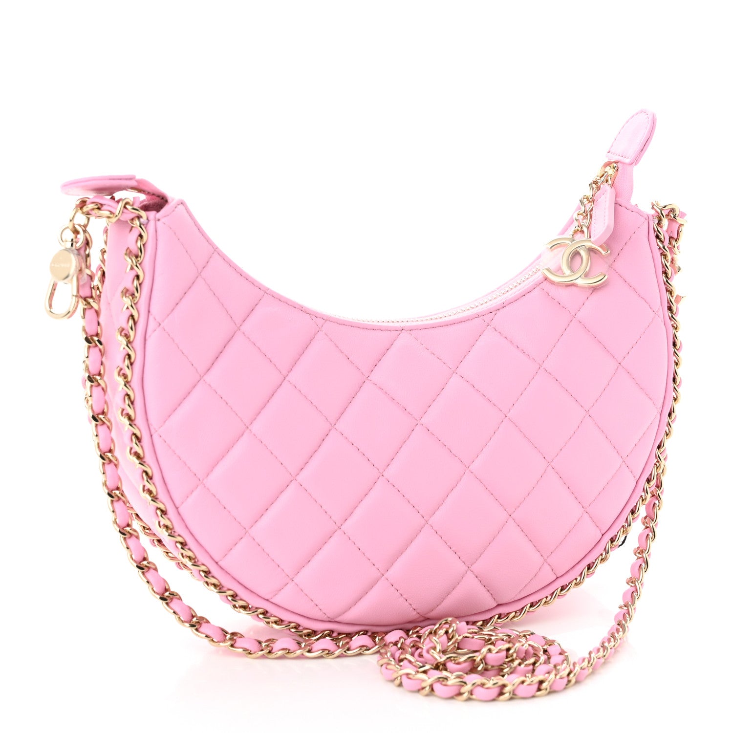Chanel Lambskin Quilted Small Hobo Bag Pink 3 of 11