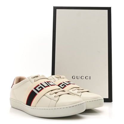 Gucci Calfskin Stripe Womens New Ace Sneakers 35 New Mystic White Ecru Red Flame 9 of 9