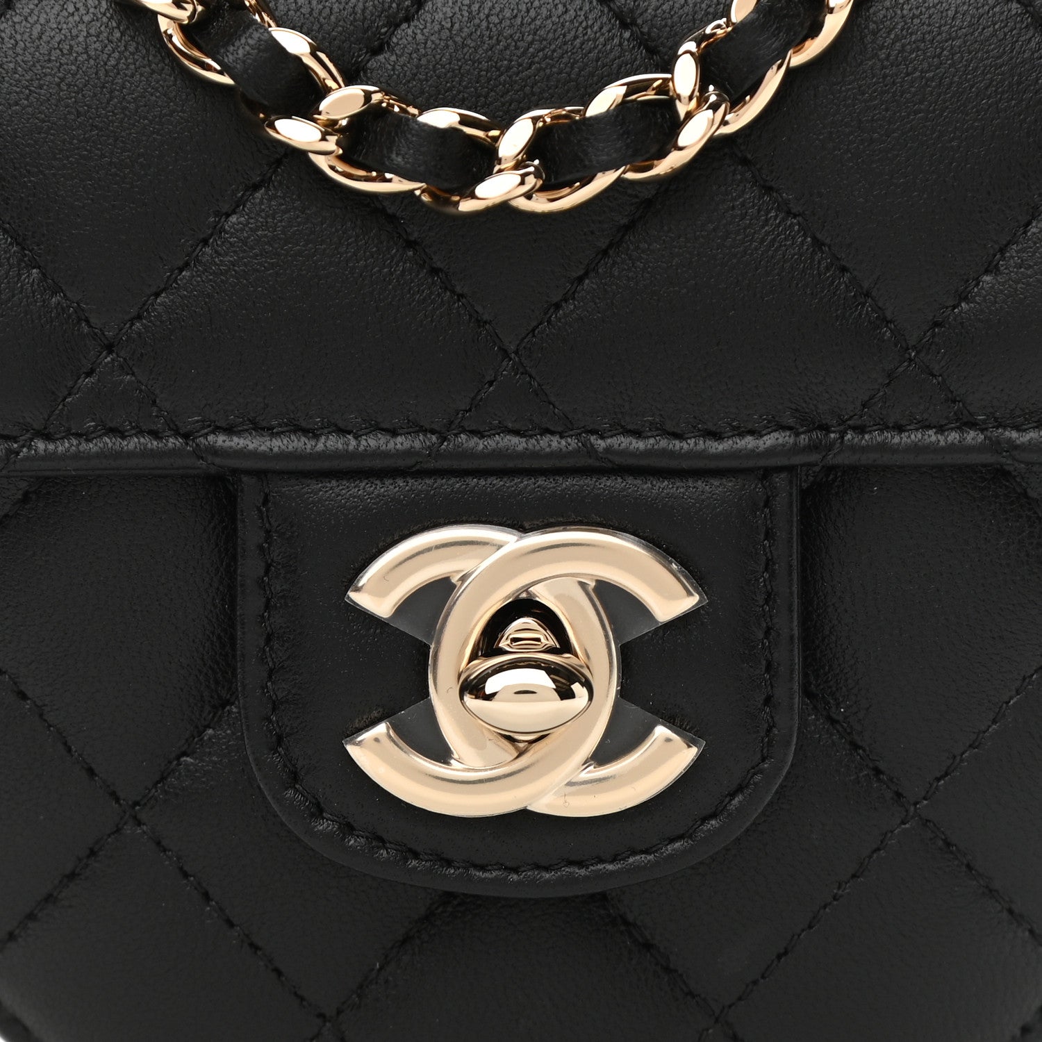 Chanel Lambskin Quilted CC In Love Heart Clutch With Chain Black 8 of 11