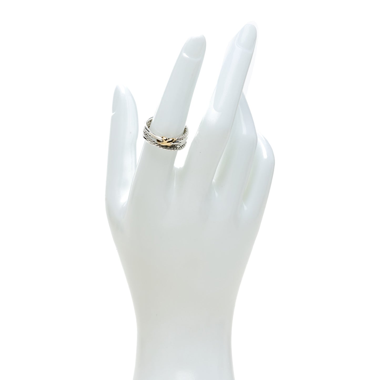 Sterling Silver 18K Yellow Gold 6mm X Crossover Ring 54 7