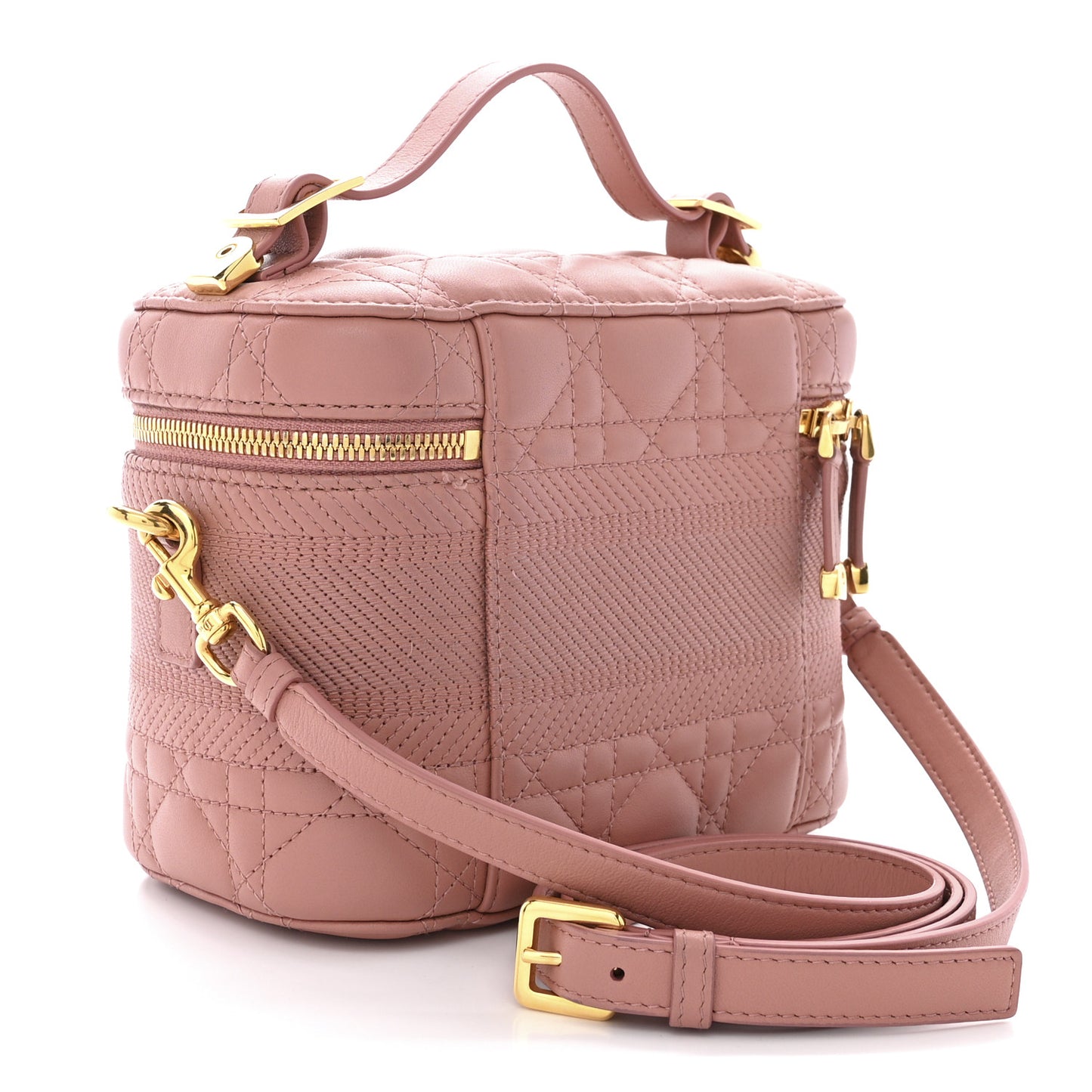 Lambskin Cannage Small Diortravel Vanity Case Pink