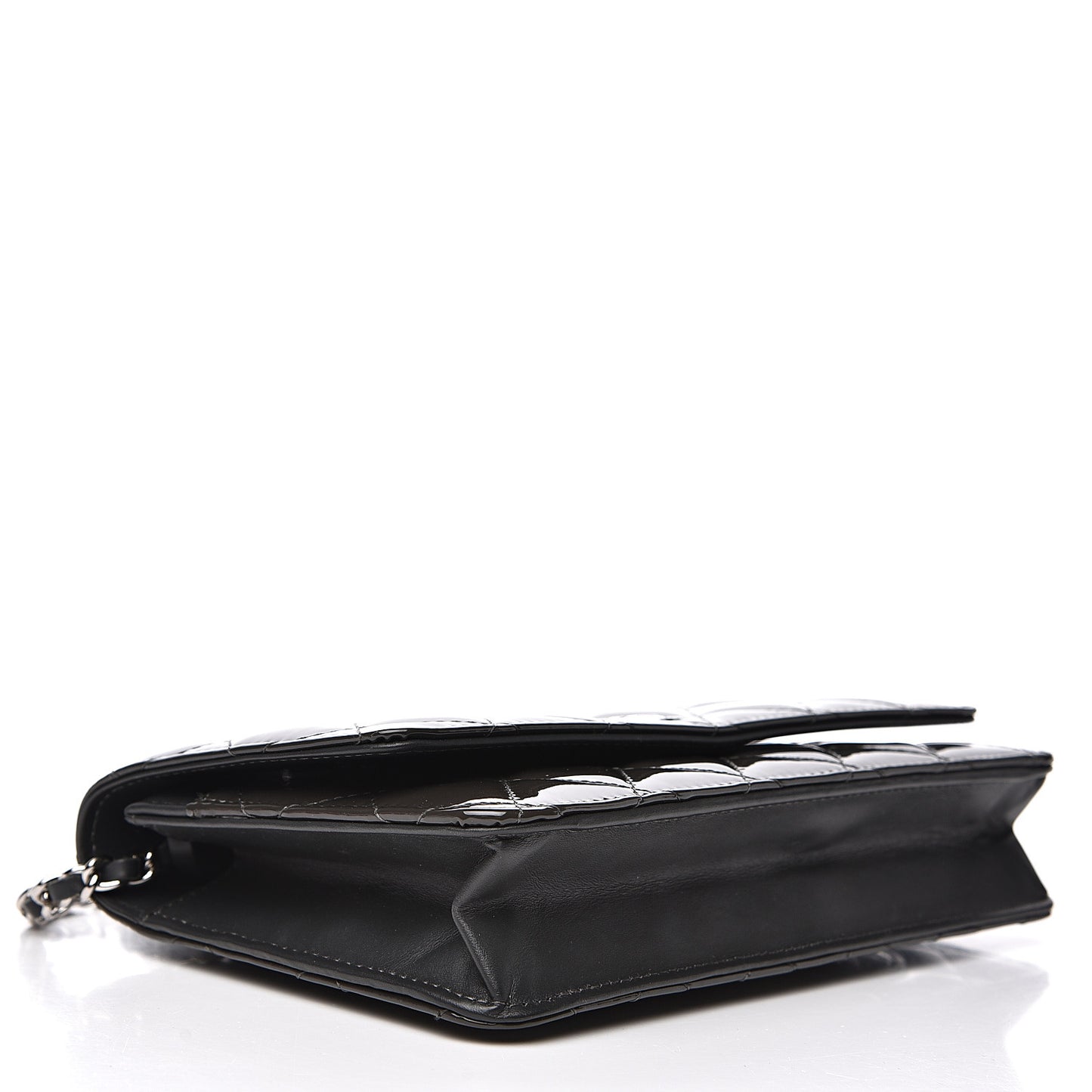 Patent Quilted Wallet On Chain WOC Black