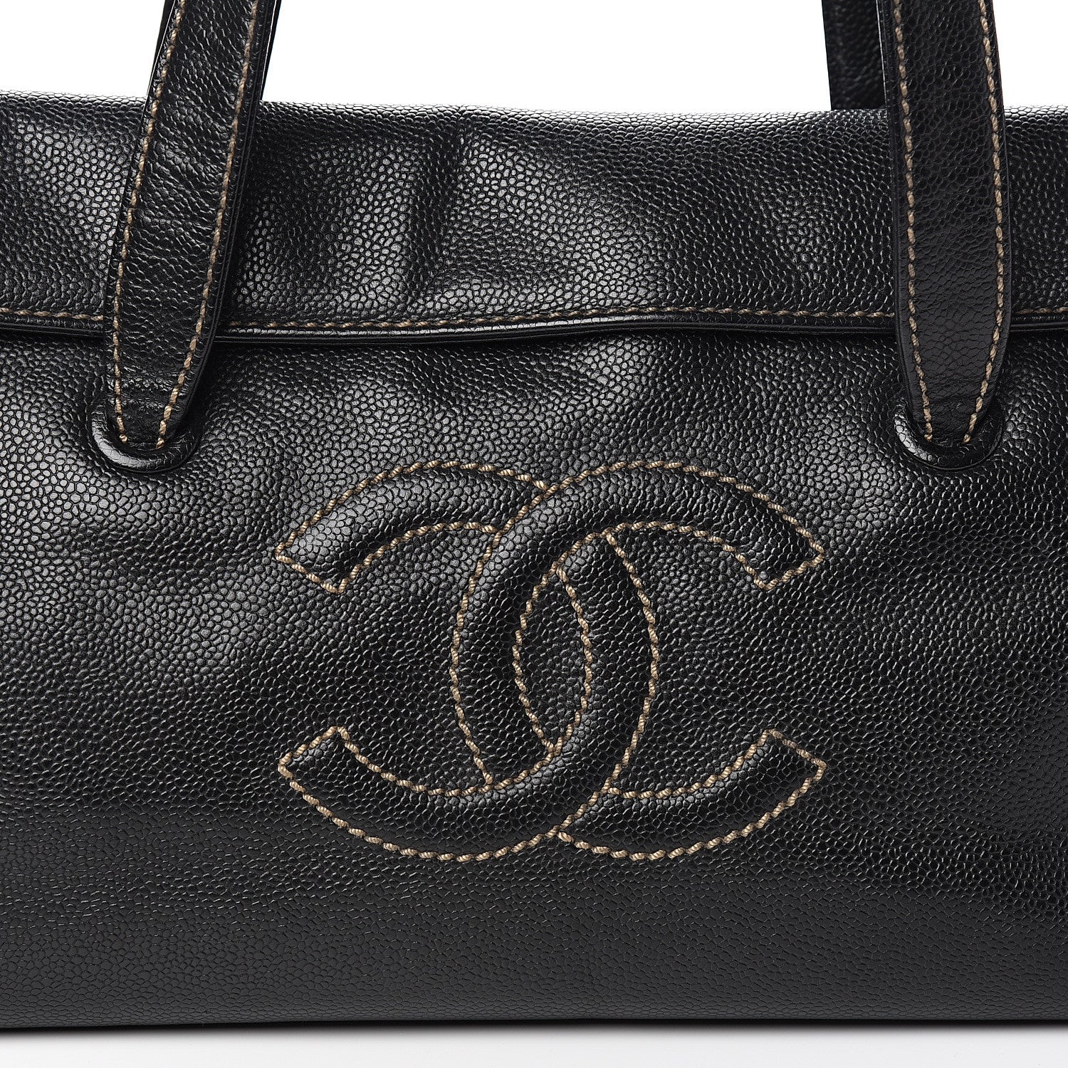 Chanel Caviar CC Stitched Flap Shoulder Bag Black 9 of 9