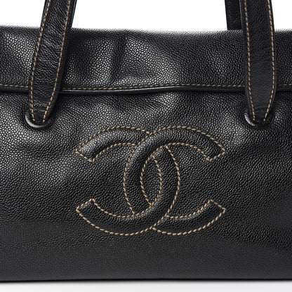 Chanel Caviar CC Stitched Flap Shoulder Bag Black 9 of 9