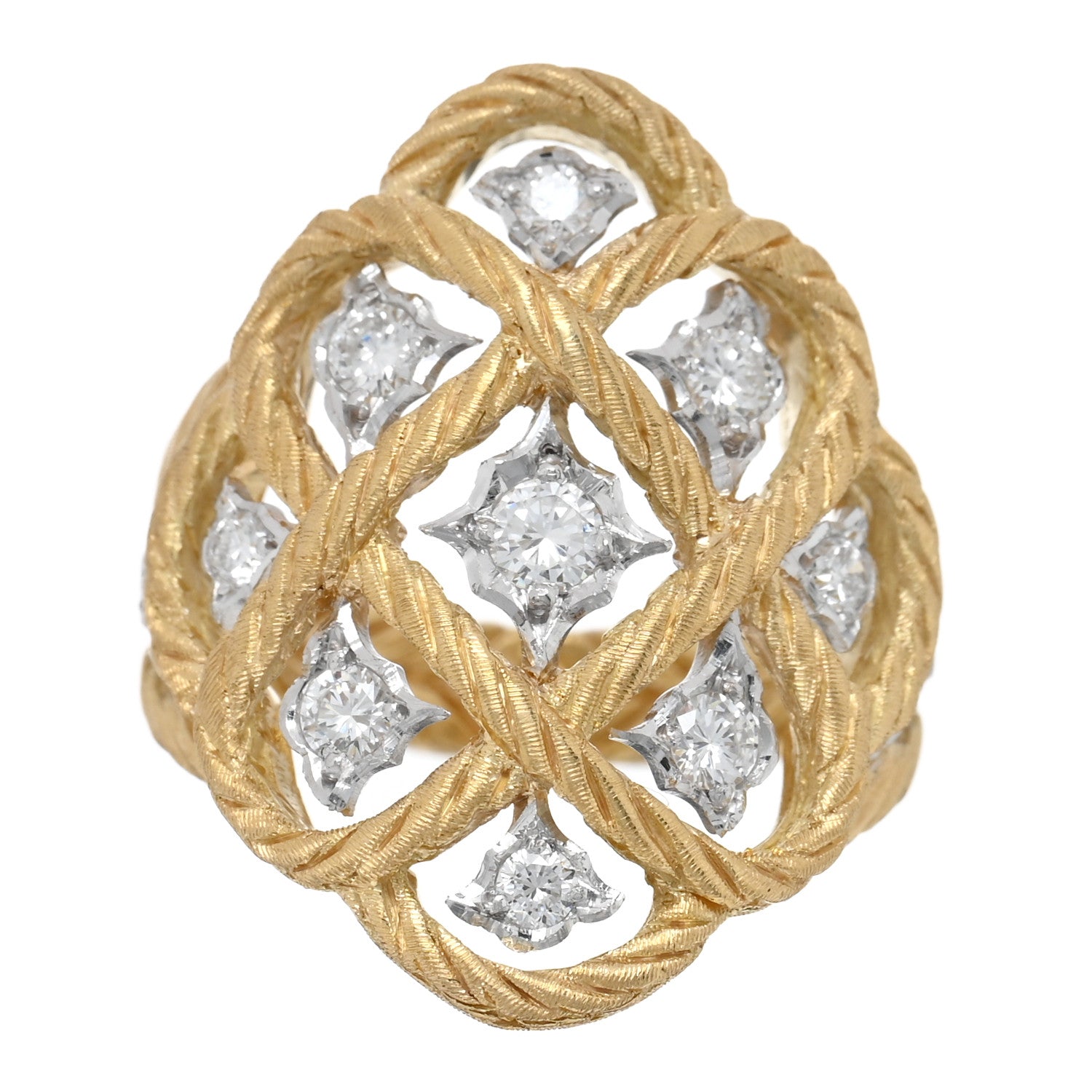 Buccellati 18K Yellow White Gold Diamond Etoilee Ring 51 5.75 1 of 5