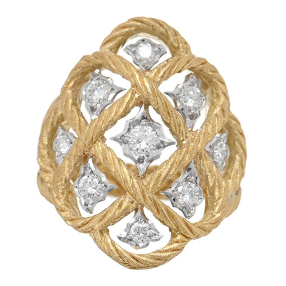 Buccellati 18K Yellow White Gold Diamond Etoilee Ring 51 5.75 1 of 5