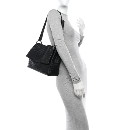 Bottega Veneta Nappa Intrecciato Flap Shoulder Bag Black 2 of 10